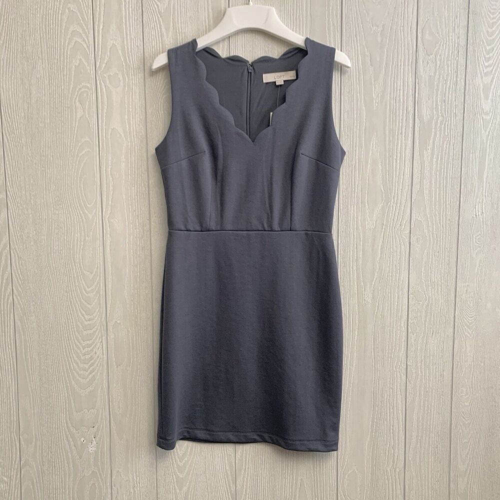 LOFT Gray Sleeveless V-Neck Dress 4P Petite NWT